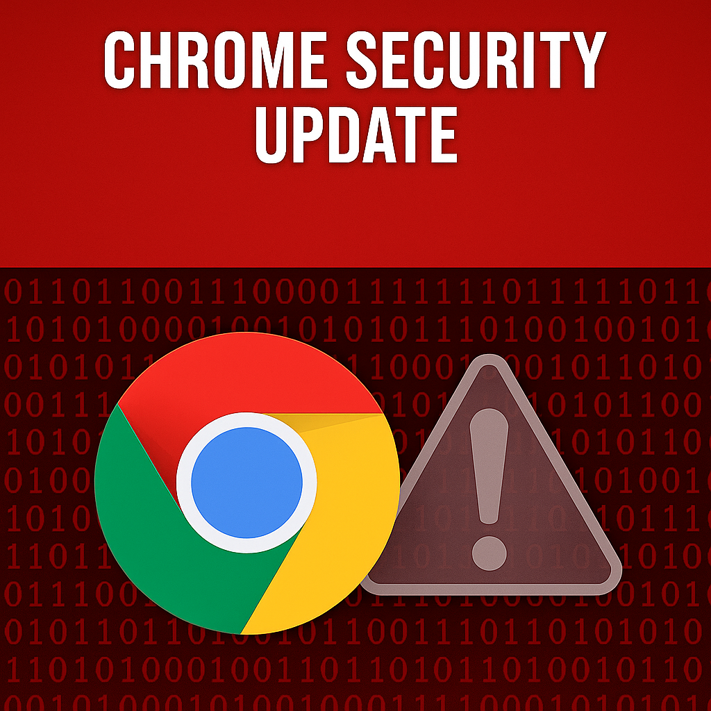 Chrome security update notification showing critical vulnerability patches
