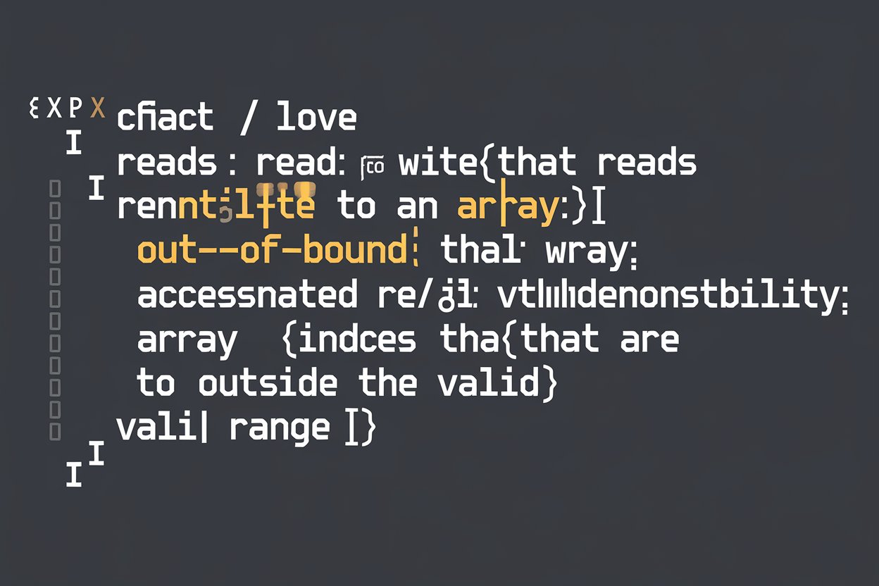 Diagram showing out-of-bounds read and write vulnerability in computer memory buffer
