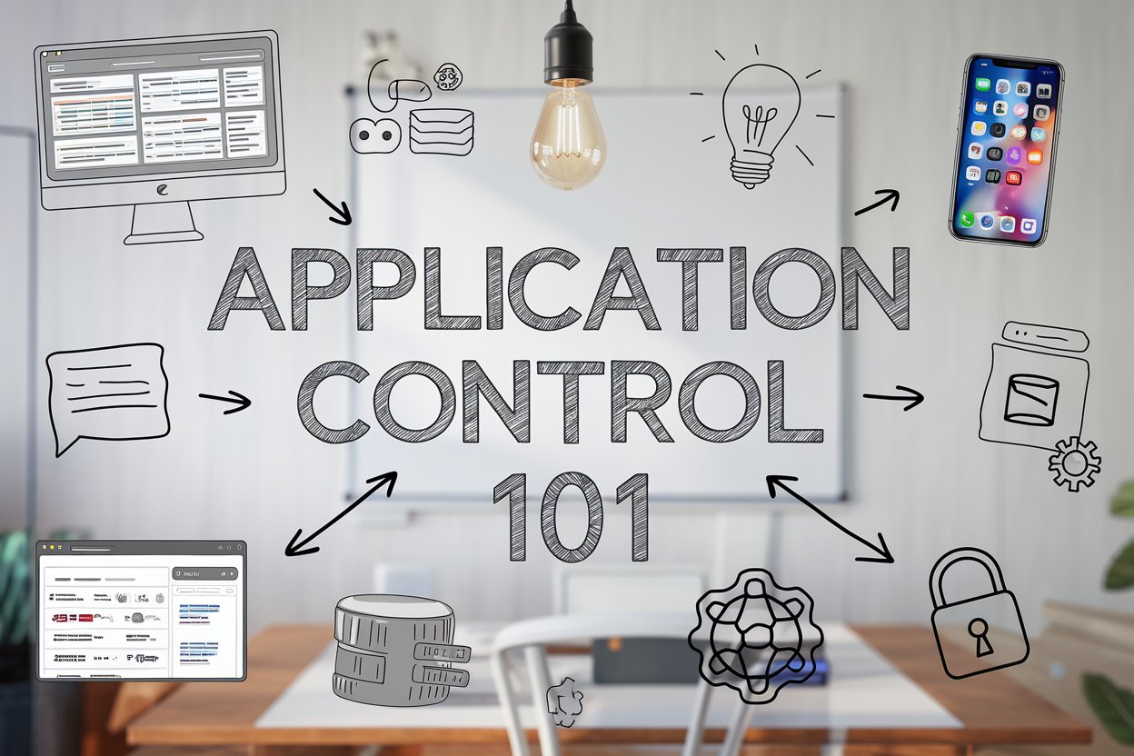 Application control dashboard showing security monitoring and threat prevention